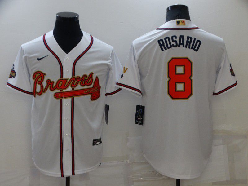 Men Atlanta Braves #8 Rosario White Gold Game Nike 2022 MLB Jersey->women mlb jersey->Women Jersey